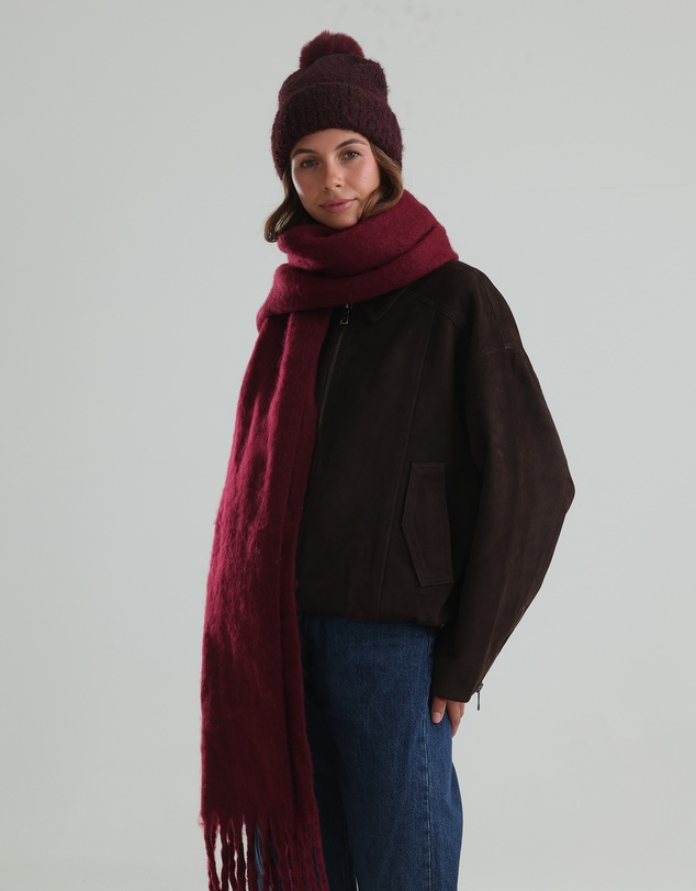 Morgan & Taylor - Elsie Boucle Beanie in Burgundy Red