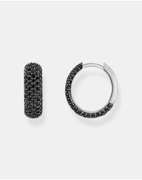THOMAS SABO - Small, wide hoop earrings with black zirconia
