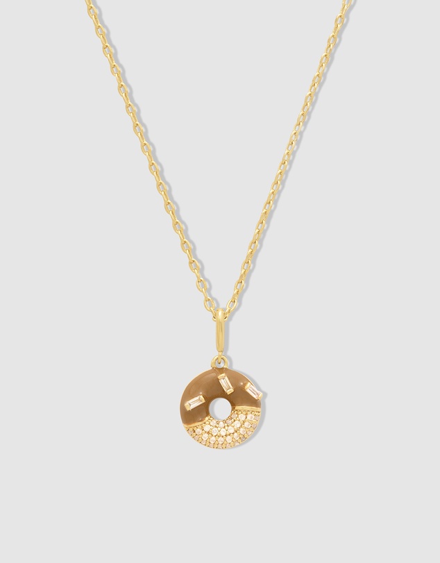 Wanderlust + Co - Donut Coffee Glazed Gold Necklace
