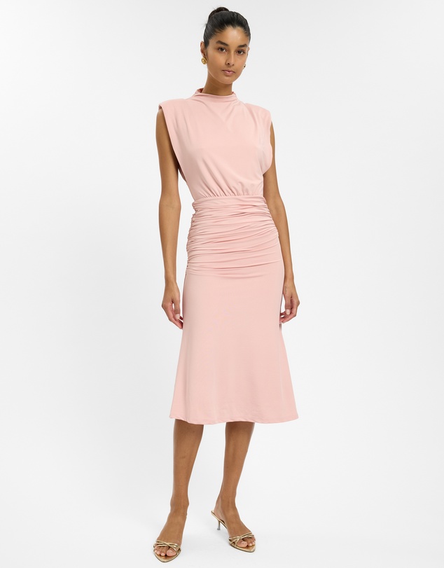 With Harper Lu - Structured Shoulder Midi Dress