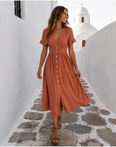 Esther & Co - Korbela Dress - Rust