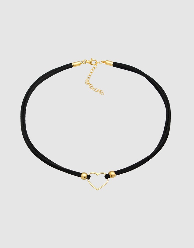 Elli Jewelry - Velvet Heart Choker Necklace in Gold-Plated 925 Silver