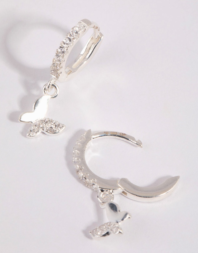 Lovisa - Sterling Silver Diamante Butterfly Huggie Earrings