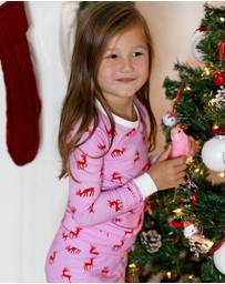 Sant And Abel - Kids Reindeer Pink Long PJ Set