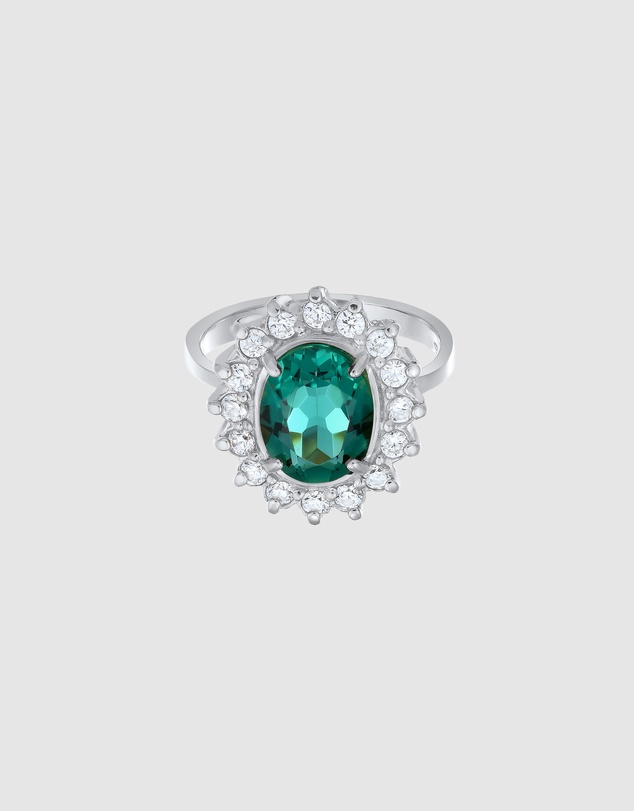 Elli Jewelry - Green Quartz Cocktail Ring in 925 Silver