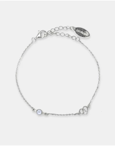 Georgini - Natural Aquamarine And Two Natural Diamond March Silver Bracelet