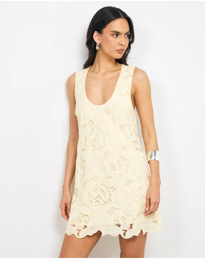 AERE - Evania Lace Shift Mini Dress