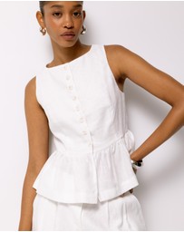 AERE - Kaia Linen Button Front Top
