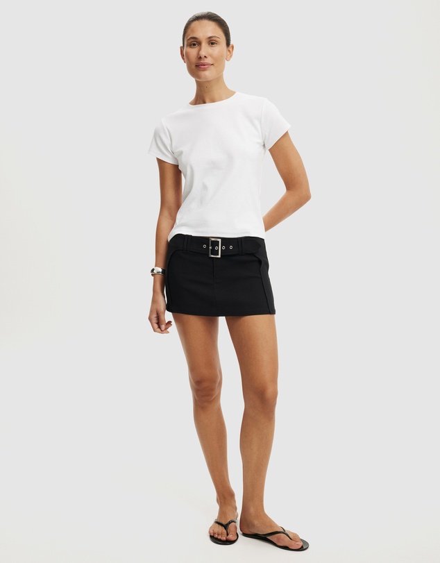 Cotton On - Stretch Belted Micro Mini Skirt
