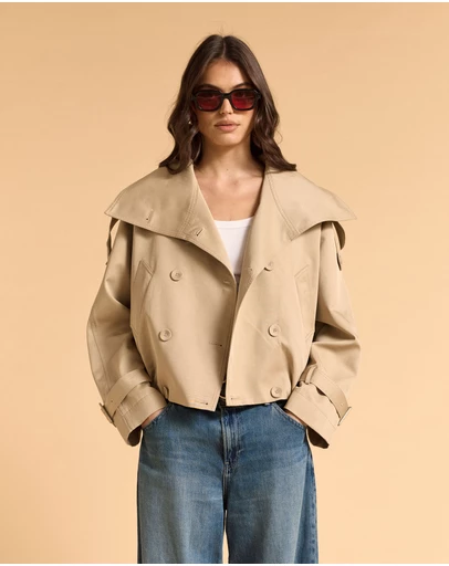 MVN - Funnel Neck Short Trench Coat