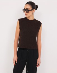 Calli - Bron Round Neck Knit Vest Top