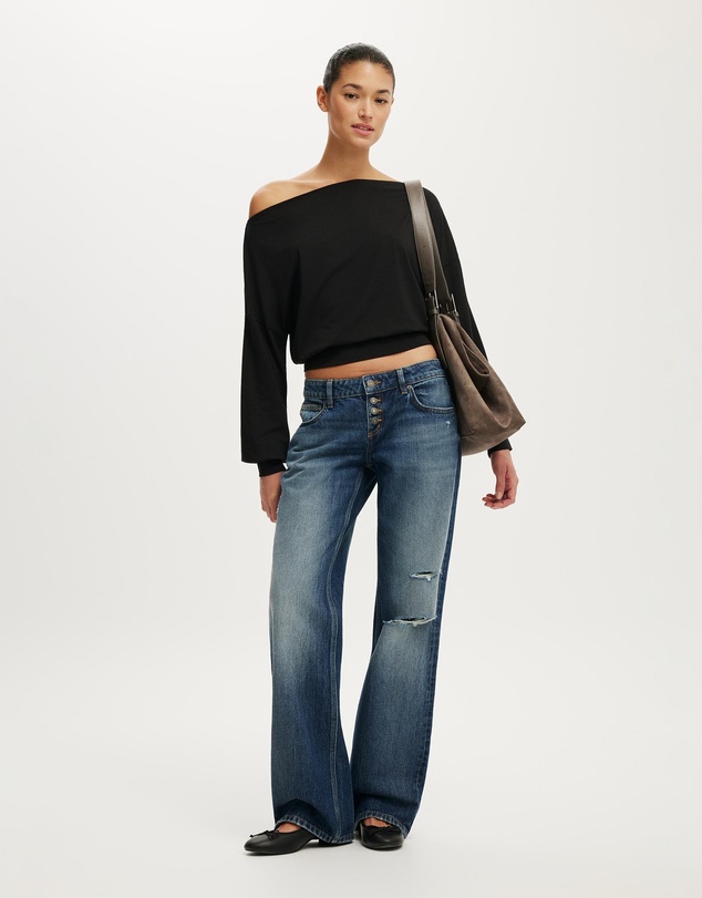 Cotton On - Sage Off Shoulder Long Sleeve