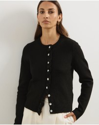 Atmos&Here - Kyra Long Sleeve Knit Lettuce Trim Cardigan