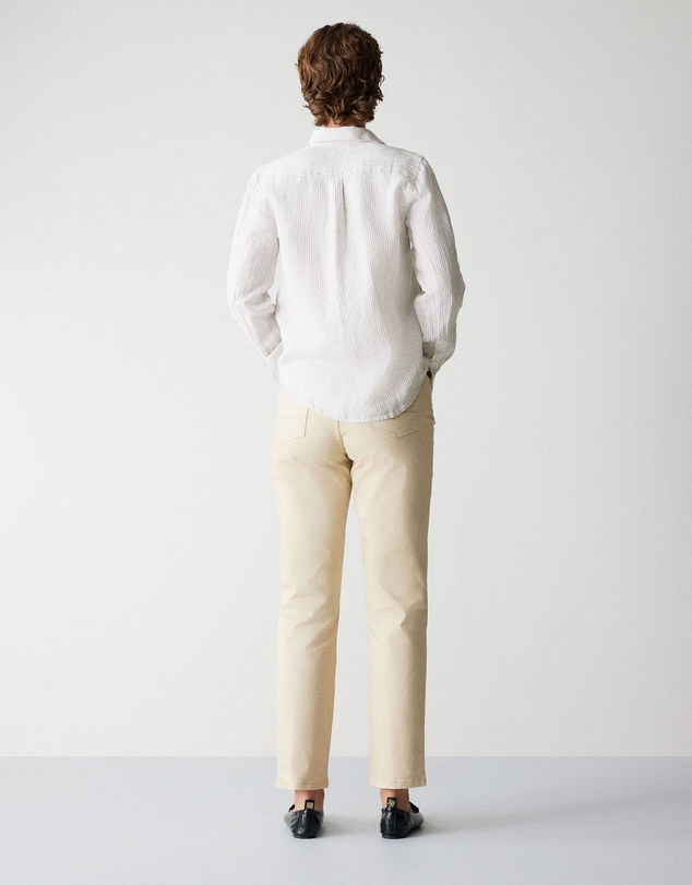 Trenery - Yarn Dyed Linen Stripe Classic Shirt in Flax