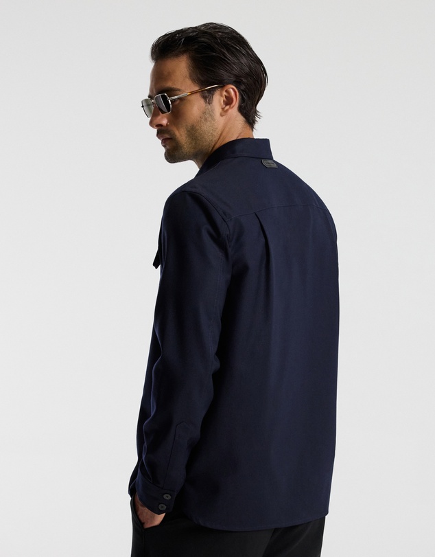 Calibre - Slim Wool Flannel Shirt Navy