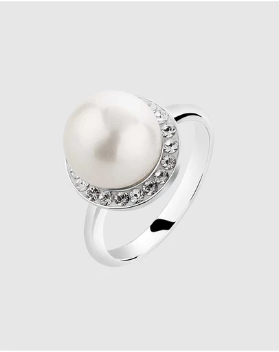 Elli Jewelry - Ring Shell Pearl Crystal 925 Sterling Silver