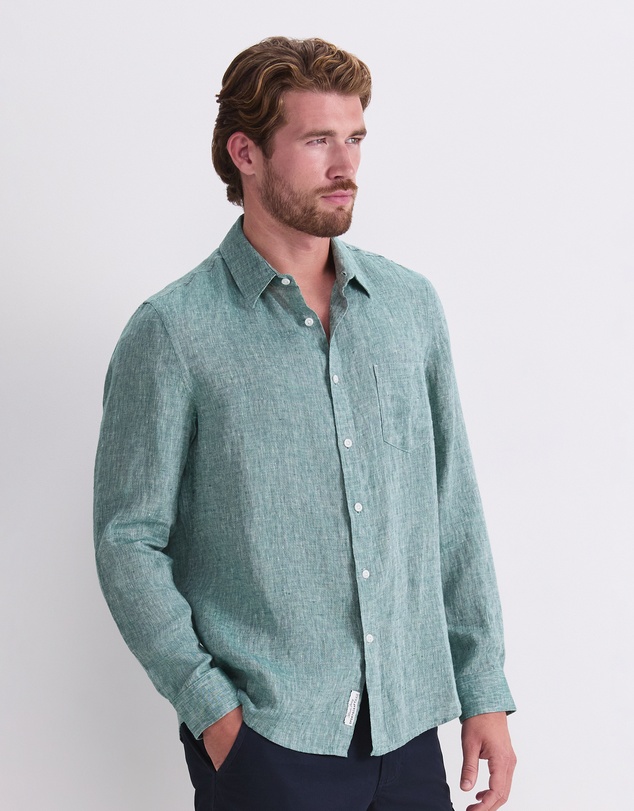 Sportscraft - Long Sleeve Linen Yarn Dyed Shirt