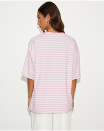Dazie - Nostalgia Stripe Oversized Boyfriend Tee