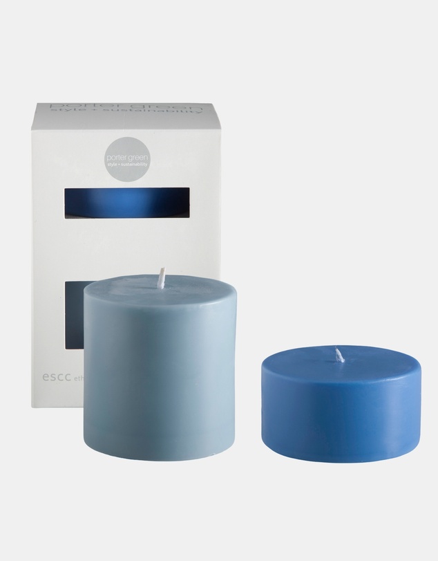 porter green - escc large pillar candle soy-blend unscented candles