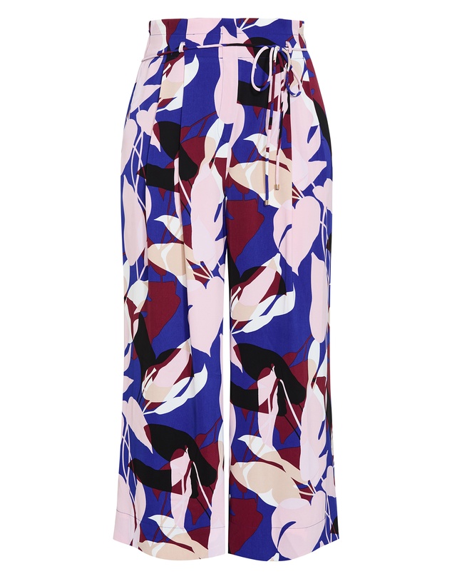City Chic - Plus size Wild Fern Print Wide Leg Pant - cobalt blue