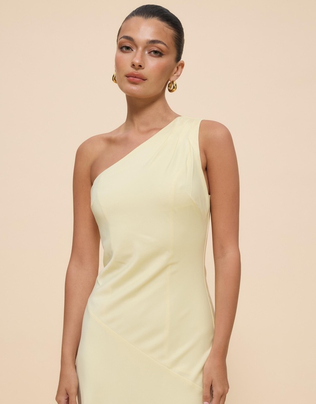 Revibe - Repaired CHANCERY Hallie Satin One Shoulder Drape Maxi Dress - AU 8