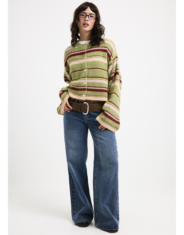 Subtitled - Regina Eyelash Knit Oversized Stripe Cardigan