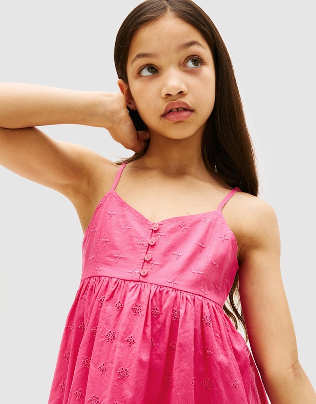Tommy Hilfiger - Broderie Anglaise Spaghetti Strap Dress - Kids