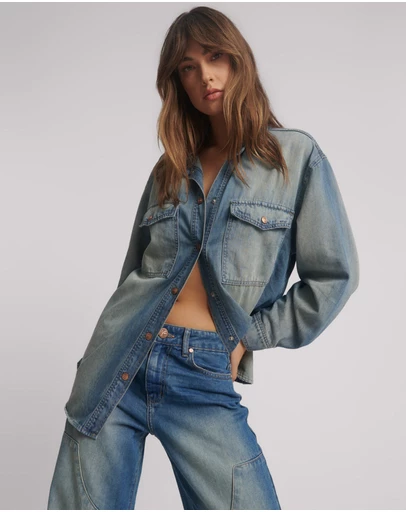 ONE TEASPOON - Essential Denim Shirt - Blue Ranch