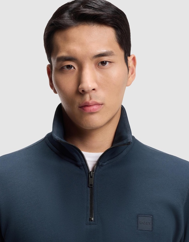 BOSS - Cotton-Terry Sweatshirt With Zip Collar
