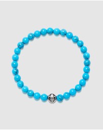 Nialaya Jewellery - Men's Wristband with Turquoise and Silver
