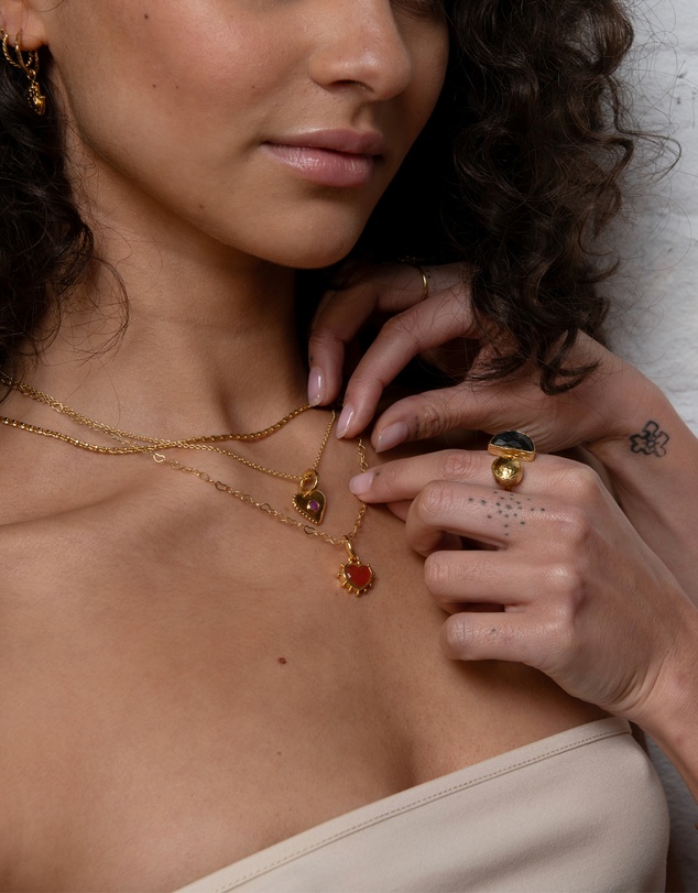 Ottoman Hands - Red Onyx Heart Charm