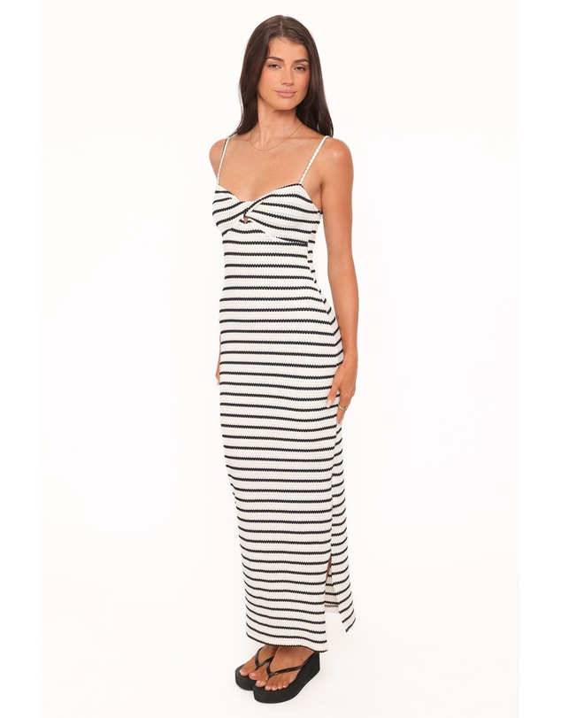 Petal & Pup - Kristina Midi Dress - Black/White Stripe