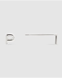 Wanderlust + Co - Alphabet Bubble Silver Stud Earrings - Letter P