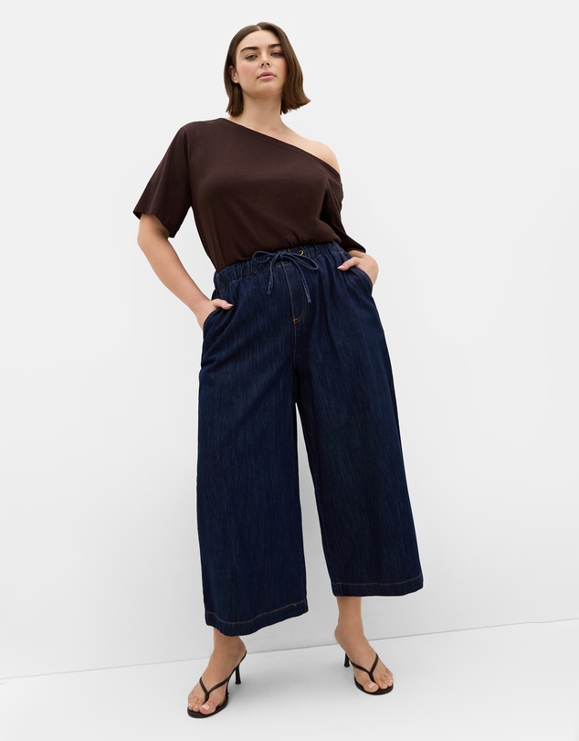 City Chic - Plus size Tiana Cotton Denim Crop Pant - dark wash
