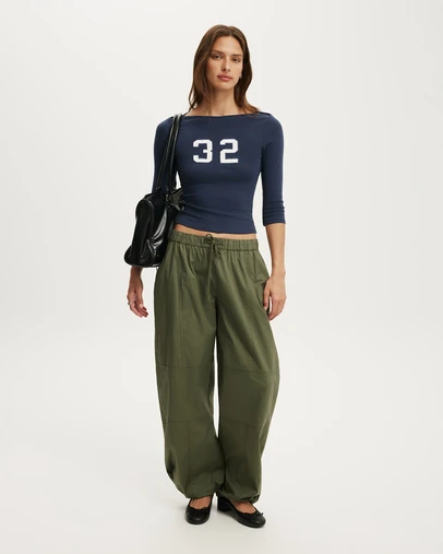 Cotton On - Boat Neck Graphic 3/4 Sleeve