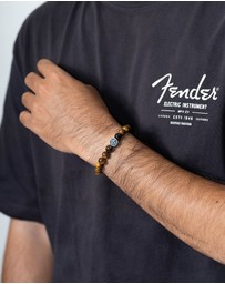 Kuzzoi - ICONIC EXCLUSIVE - Bracelet Mens Tiger Eye Beads Compass in 925 Sterling Silver
