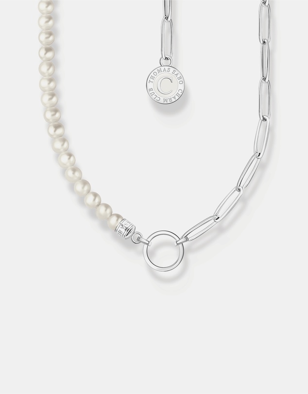 THOMAS SABO - Charm Necklace with Pearls and Chain Links Silver