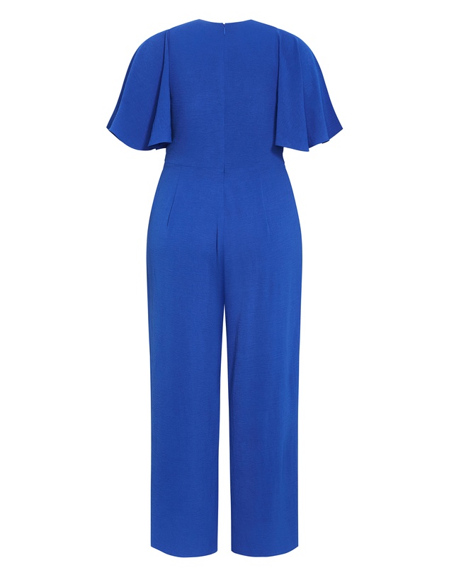 City Chic - Plus size Braelynn V Neck Jumpsuit - cerulean