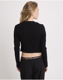 Neon Hart - Rib Snap Front Long Sleeve Top