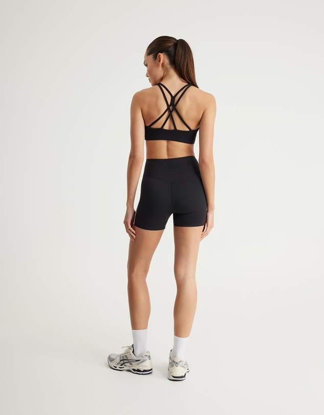 Upstate - Air Sculpt Stripe Bike Short 4 Inch - Black/Vintage White