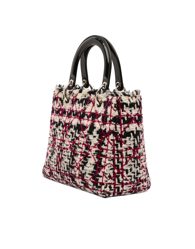Dior - Pre-Loved Medium Tweed Cannage Fringe Lady Dior