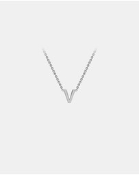 Zoe Olivia - 9K White Gold Initial V Necklace