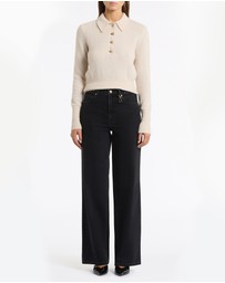 Carla Zampatti - Washed Black Denim Wide Leg Pant