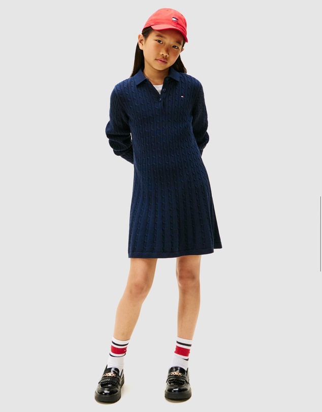 Tommy Hilfiger - Cable Knit Polo Collar Jumper Dress - Teens