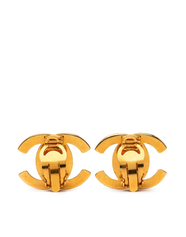 Pre-Loved by Azura Reborn - Pre-Loved Gold Plated CC Turn Lock Clip on Earrings