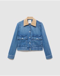 M.N.G - Corduroy Collar Denim Jacket