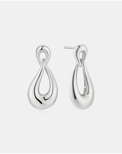 Ania Haie - Silver Interlocked Wave Stud Hoop Earrings
