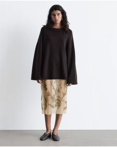 & Other Stories - Embroidered Mesh Midi Skirt