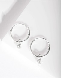 Lovisa - Sterling Silver Diamante Dangle Hoop Earrings