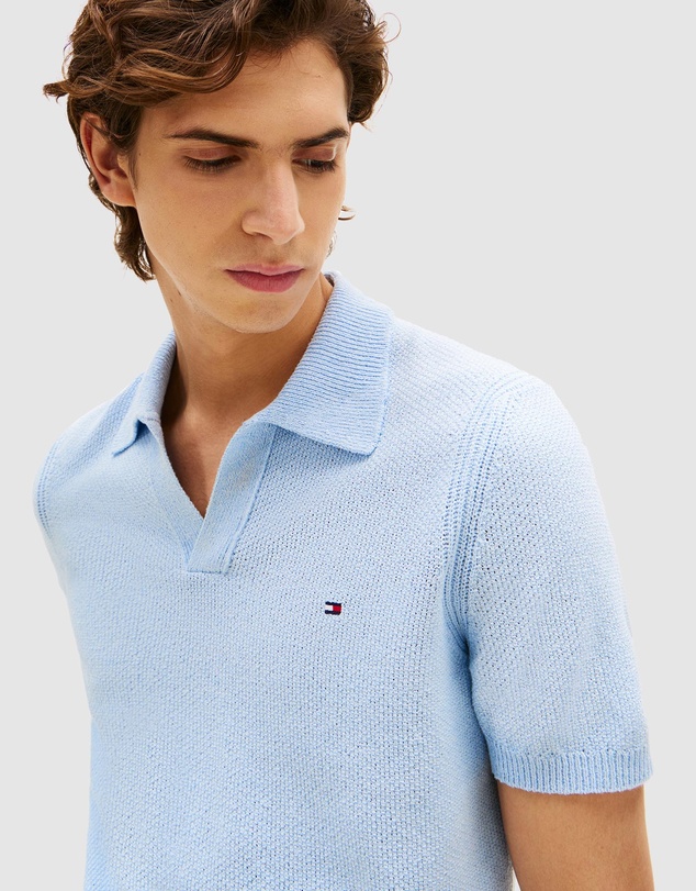 Tommy Hilfiger - Stripe Textured Knit Polo Shirt